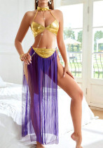 sexy lingerie gold bra slit mesh skirt night club set sexy lingerie gold bra slit mesh skirt night club set