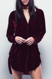 Autumn jacket women's V-neck loose long-sleeved velvet shirt dress