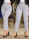 Women Solid Pleated Zipper Cropped Pants