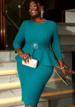 Plus size Women ruffle bodycon dress