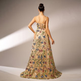 Women Sleeveless strap Formal Party Sequin Evening Dress