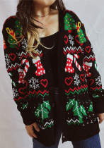 Autumn winter sweater single-breasted v-neck Christmas knitting cardigan