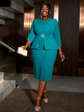 Plus size Women ruffle bodycon dress