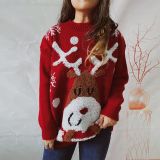 Women autumn and winter elk snowflake Round Neck Knitting sweater