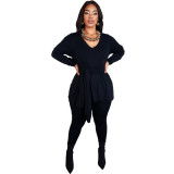 Women Fall and Winter Lace-up Top Long Pants Casual two-piece set