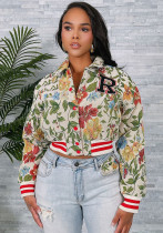 Spring jacquard women's long sleeve turndown collar short jacket Spring jacquard women's long sleeve turndown collar short jacket