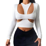 Women long-sleeved Tank Top T-shirt two-piece set