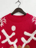 Women autumn and winter elk snowflake Round Neck Knitting sweater