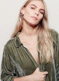 Autumn jacket women's V-neck loose long-sleeved velvet shirt dress