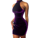 Women gold velvet sexy Bodycon Dress