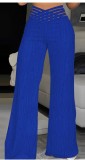 Women Summer Casual Pleated Hollow Wide Leg Pants