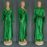 Women's clothing loose long Sleeve top long skirt two-piece set