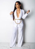 Women Lace-up Blazer and Pants Two-piece Set