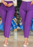 Women Solid Pleated Zipper Cropped Pants