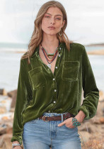velvet shirt women's long sleeve loose top