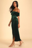 Chic elegant Off Shoulder slit Velvet dress