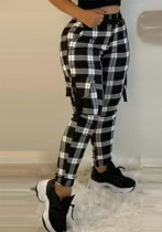 Women Black Plaid Casual Pants Women Black Plaid Casual Pants