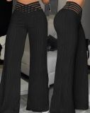 Women Summer Casual Pleated Hollow Wide Leg Pants