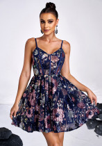 Women sleeveless suspender Formal Party sequined short evening dress