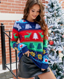 Christmas pullover sweater Autumn winter Round Neck jacquard couples contrast knitting sweater