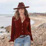 velvet shirt women's long sleeve loose top