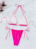 Women Sexy Backless V-neck Bikini Swimwear Two Pieces