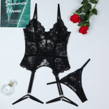 Women lace sequined Sexy Lingerie 2-piece set
