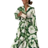 Women long sleeve printed dress