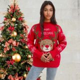 Christmas Plus Size Women round neck elk jacquard sweater