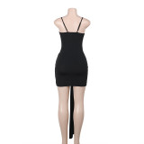 strap Hollow Sexy Women Black Short Bodycon Dress