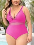 Plus Size Women Solid One-Piece Swimwear