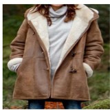 Winter solid color Casual button cardigan warm hooded women's coat