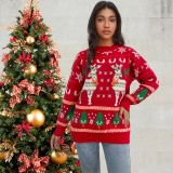 Christmas Plus Size Women autumn and winter deer red sweater
