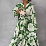 Women long sleeve printed dress