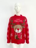 Christmas Plus Size Women round neck elk jacquard sweater