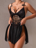 sexy lingerie strap see through slit nightdress
