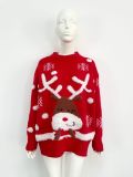 Christmas Women autumn and winter red towel embroidered deer sweater