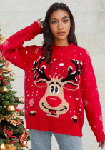 Plus Size Women autumn and winter Round Neck long sleeve Christmas deer knitting sweater