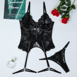 Women lace sequined Sexy Lingerie 2-piece set