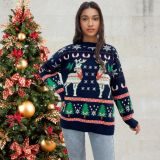 Christmas Plus Size Women autumn and winter deer red sweater