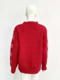Christmas Plus Size Women round neck elk jacquard sweater