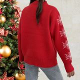 Christmas Plus Size Women round neck elk jacquard sweater