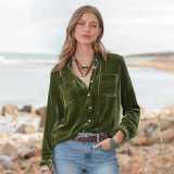 velvet shirt women's long sleeve loose top