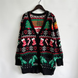 Autumn winter sweater single-breasted v-neck Christmas knitting cardigan