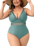 Plus Size Women Solid One-Piece Swimwear