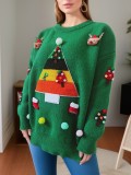 Autumn winter Christmas tree elk pullover sweater