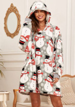 Women snowman print hooded blanket outdoor cold-proof clothing