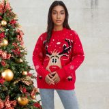 Plus Size Women autumn and winter Round Neck long sleeve Christmas deer knitting sweater