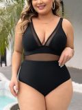 Plus Size Women Solid One-Piece Swimwear
