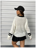Women autumn and winter fake two-piece v-neck long sleeve sweater